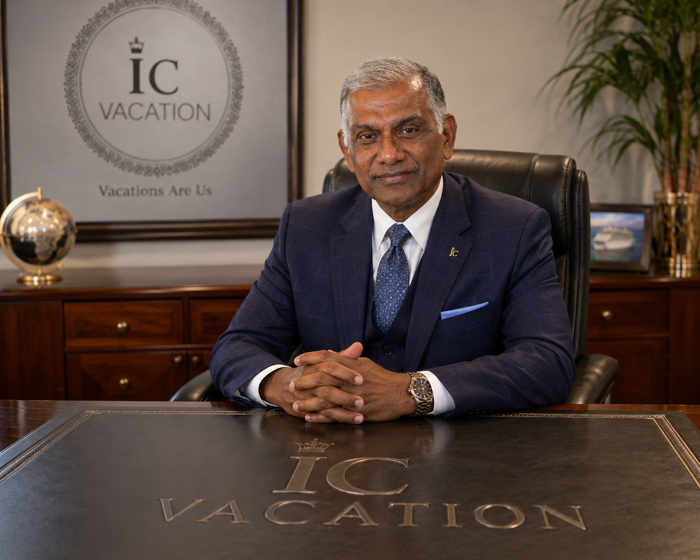 Isaac in an IC Vacation advisor office